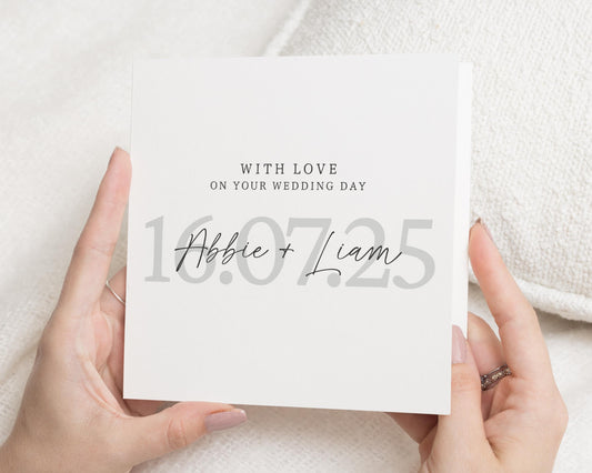 Wedding Day Card, Personalised Wedding Card, With Love On Your Wedding Day, Custom Wedding Date Card, Card For Couple, Engagement Card