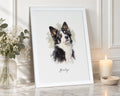 Personalised Pet Portrait Print, Watercolour Dog Portrait From Photo, Pet Memorial Gift, Gift for Dog Lover, White Framed Wall Art