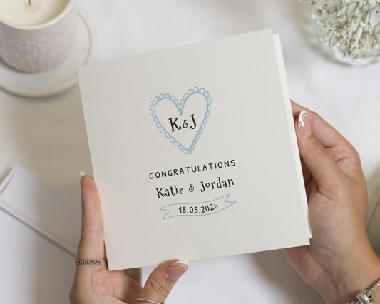 Personalised Engagement Card, Congratulations Card, Wedding Card, Custom Names and Date, Romantic Heart Card, Engagement Gift Card