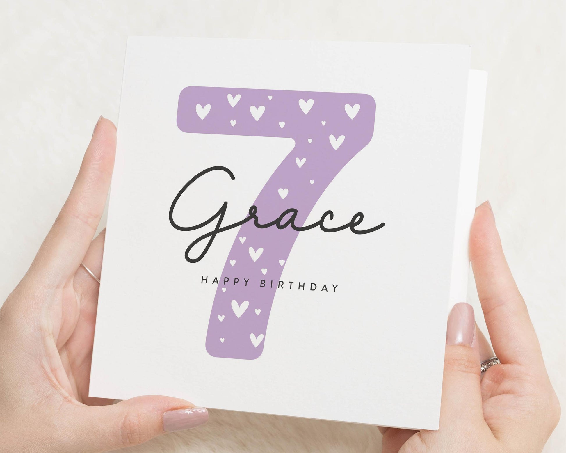 7th Birthday Card for Girl, Personalised Birthday Card, Birthday Card for Daughter, Granddaughter, Niece, Custom Age Birthday Card