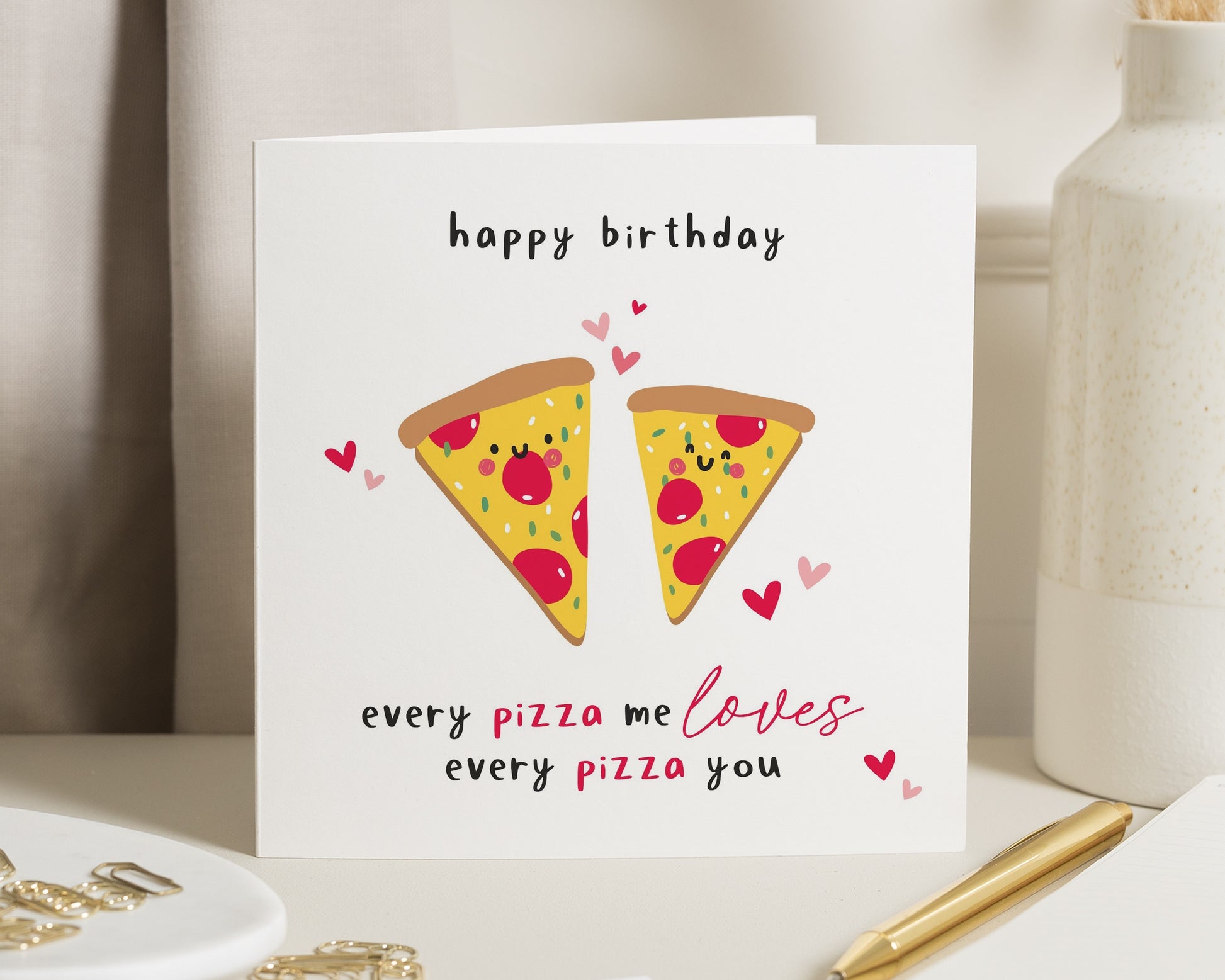 Birthday Card for Friend, Funny Pizza Birthday Card, Birthday Card for Him, Birthday Card for Her, Cute Birthday Card, Food Pun Card