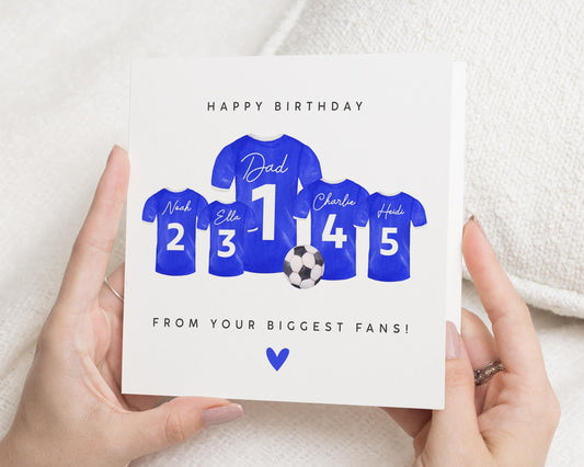 Birthday Card for Dad, Personalised Football Shirt Card, Birthday Card from Kids, Birthday Card for Him, Custom Dad Birthday Card