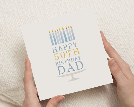 50th Birthday Card for Dad, Birthday Card for Him, Milestone Birthday Card for Father, Simple Dad Birthday Card, Birthday Cards for Men