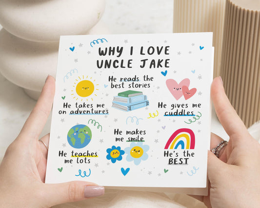 Uncle Birthday Card, Why I Love Uncle Card, Birthday Card for Uncle, Personalised Uncle Card, Cute Card for Him, Uncle Gift Card