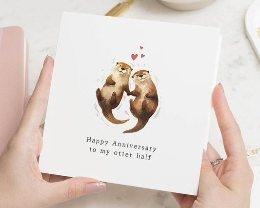 Anniversary Card for Partner, Cute Otter Anniversary Card, Anniversary Card for Husband, Wife, Boyfriend, Girlfriend, Animal Card
