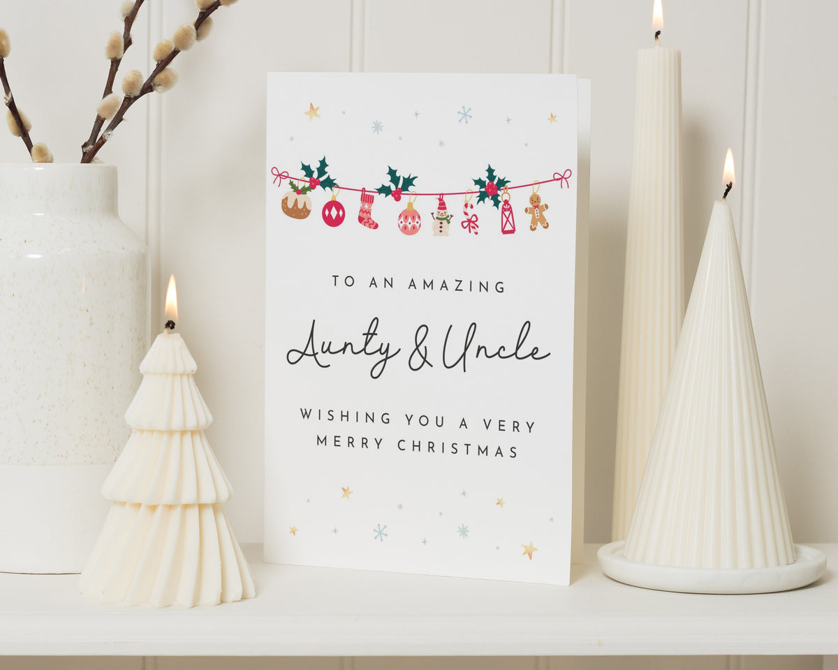 Christmas Card for Auntie and Uncle, Aunty and Uncle Christmas Card, Personalised Christmas Card for Couple, Cute Festive Card