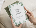 Greenery Wedding Invitations, Botanical Wedding Invite, Sage Green Watercolour Leaves, Elegant Personalised Invitation Suite