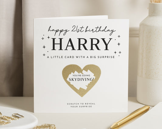 Personalised 21st Birthday Card, Scratch to Reveal Birthday Card, Surprise Experience Gift Card, 21st Birthday Card for Him Her
