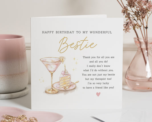 Birthday Card for Best Friend, Bestie Birthday Card, Birthday Card for Her, Cute Friend Birthday Card, Personalised Best Friend Card