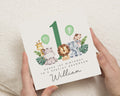 1st Birthday Card for Grandson, Grandson First Birthday Card, Safari Animal Birthday Card, Personalised 1st Birthday Card for Boy