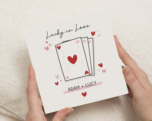 Anniversary Card, Lucky in Love Card, Personalised Card for Couple, Romantic Card, Valentines Day Card, Wedding Card, Engagement Card