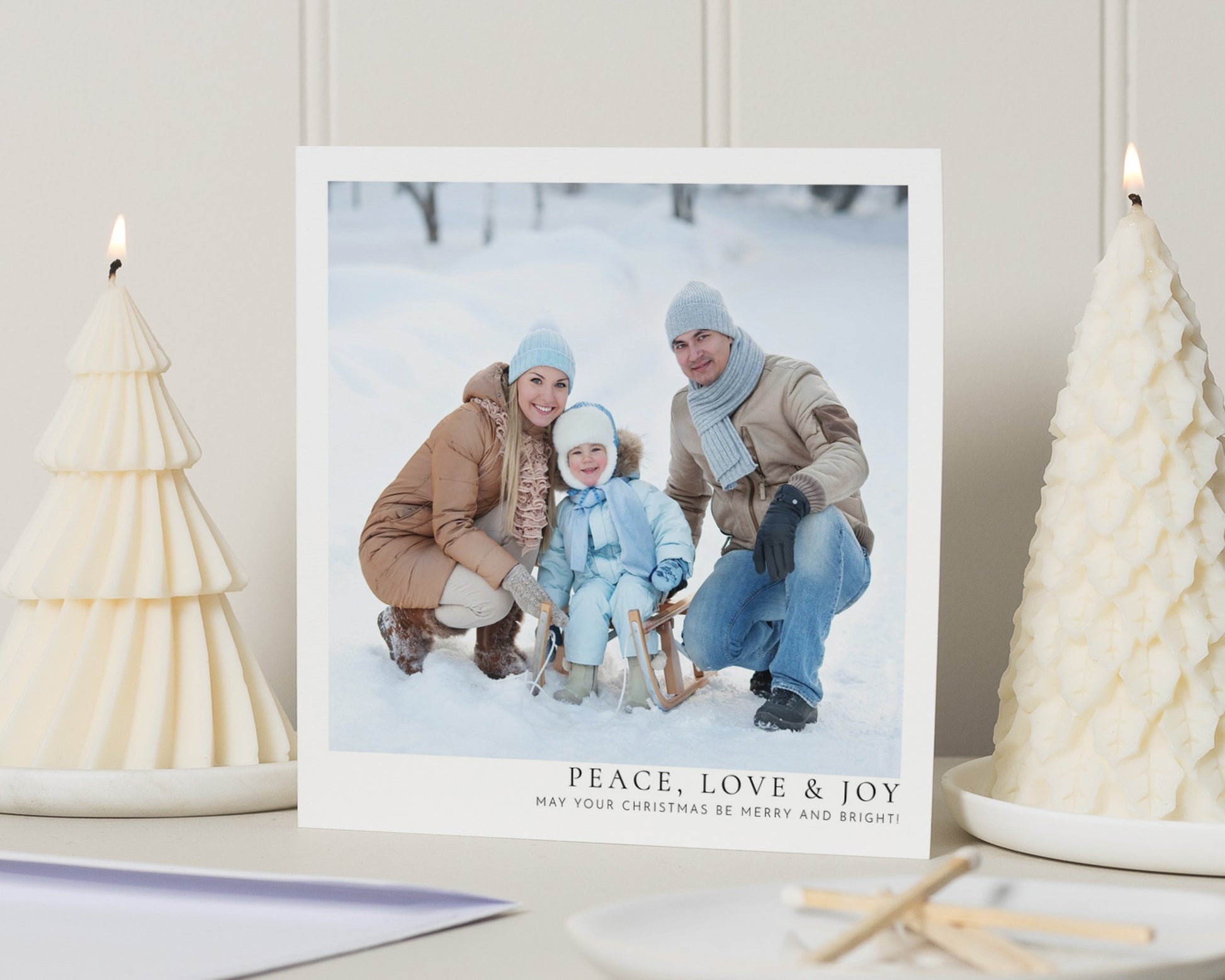 Personalised Photo Christmas Card, Square Christmas Card, Pack of 10, 20, 50 or 100, Custom Family Christmas Card