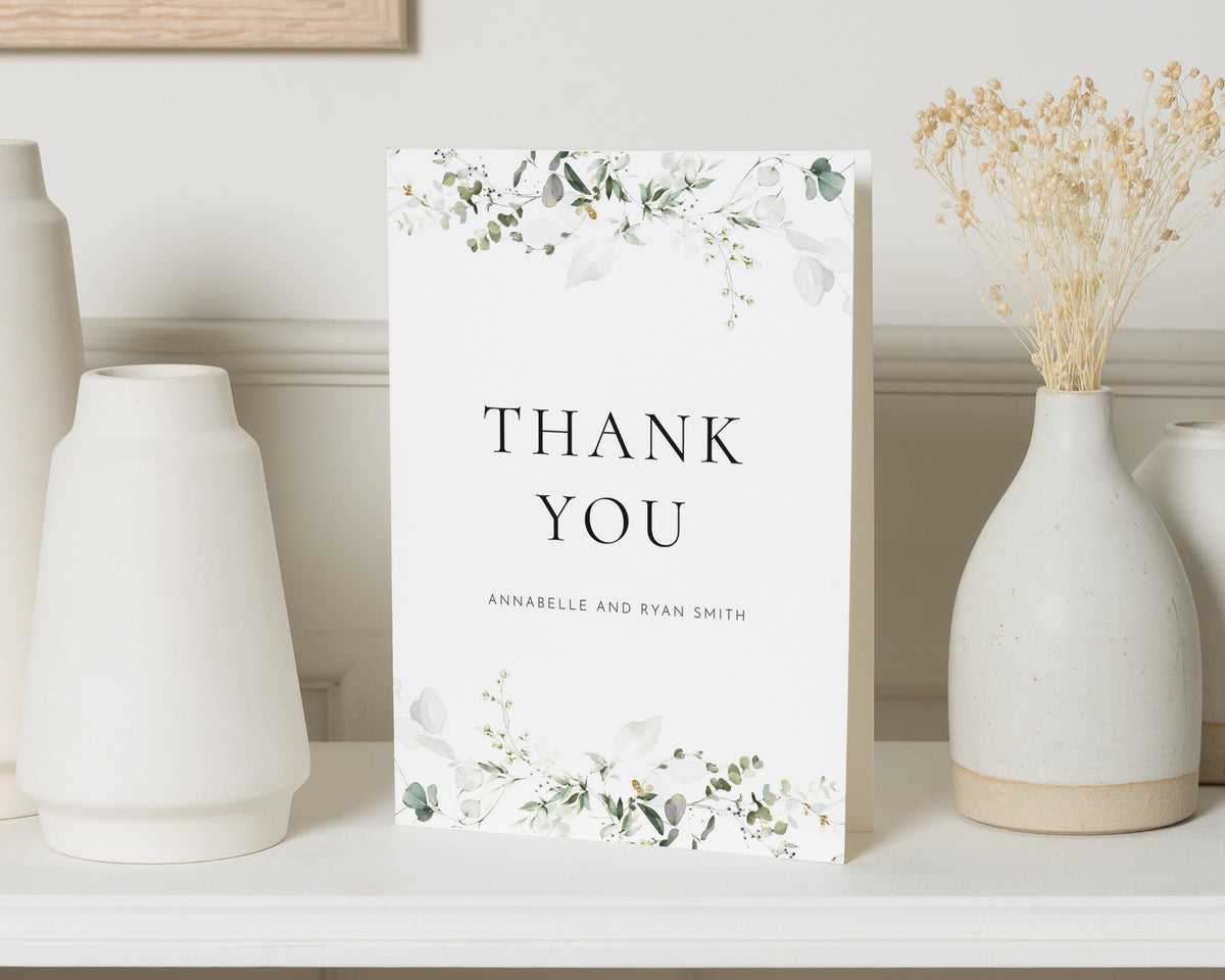 Personalised Wedding Thank You Cards, Wedding Thank You Cards, Greenery Thank You Cards, Folded Thank You Card for Wedding