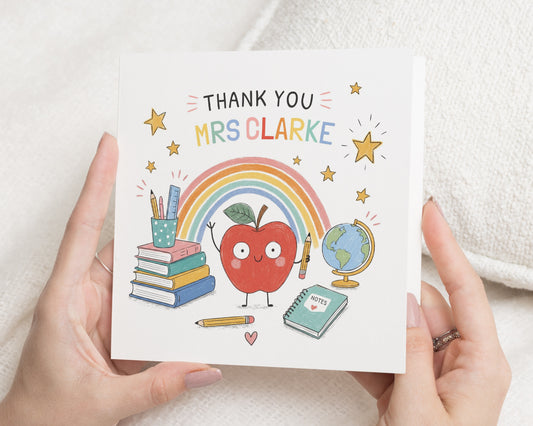 Teacher Thank You Card, Personalised Teacher Card, Thank You Teacher Card, Teacher Appreciation Card, School Thank You Card