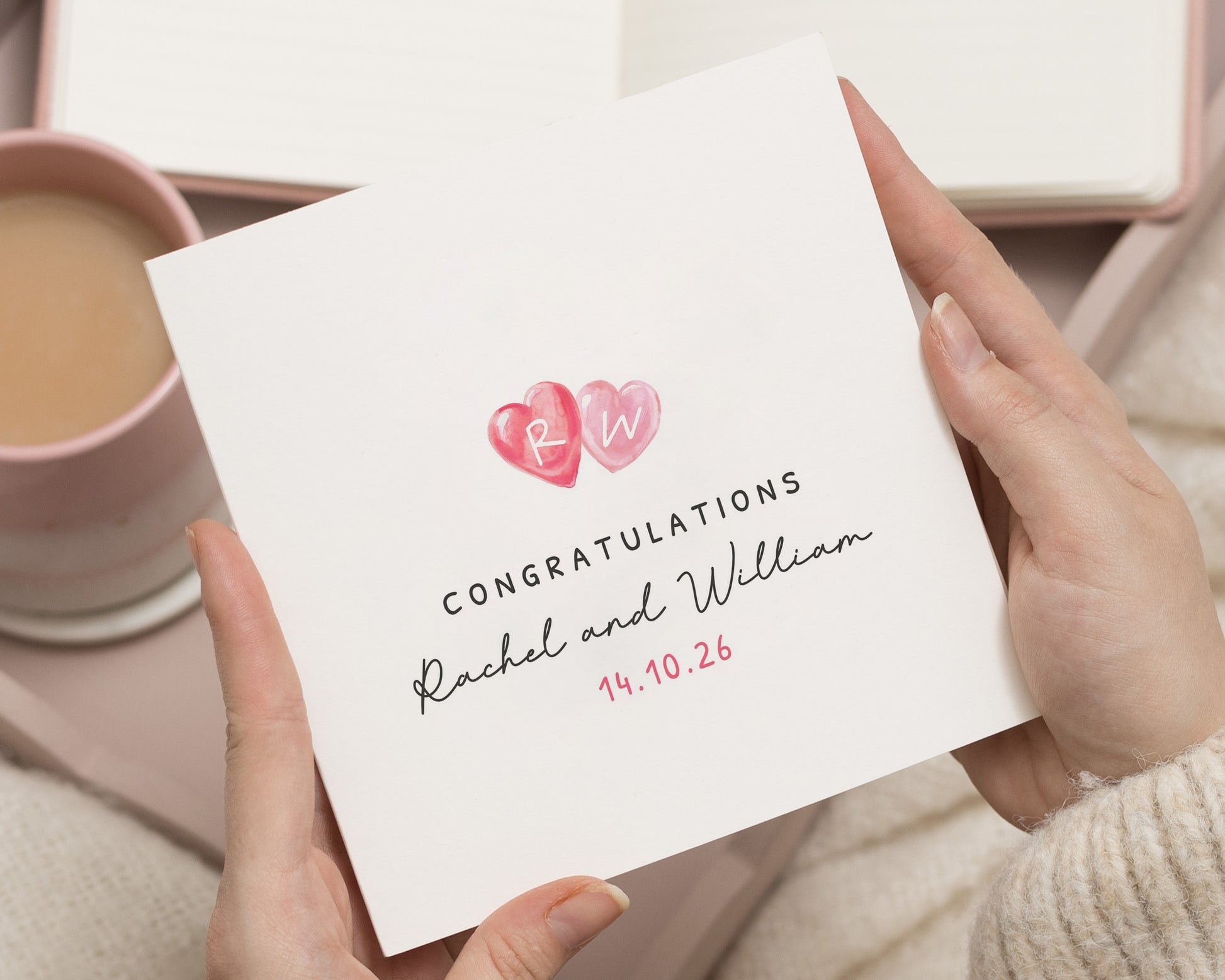 Personalised Engagement Card, Wedding Congratulations Card, Custom Engagement Card, Engagement Card for Couple, Simple Romantic Card