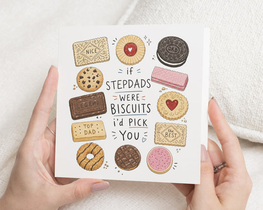 Fathers Day Card for Stepdad, Step Dad Fathers Day Card, Bonus Dad Card, Stepdad Birthday Card, Funny Biscuit Card for Him
