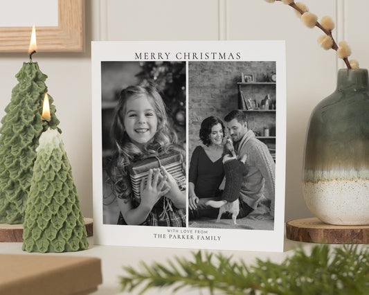 Personalised Photo Christmas Card, Square Christmas Card, Pack of 10, 20, 50 or 100, Custom Family Christmas Card