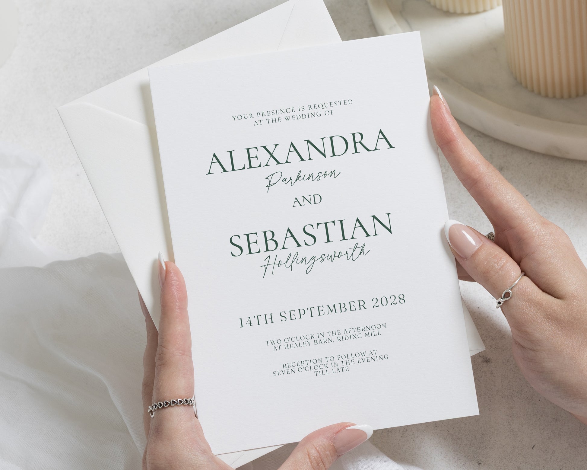Minimalist Sage Green Wedding Invitations, Elegant Typography Wedding Invite, Simple Personalised Invitation Suite, Classic Stationery
