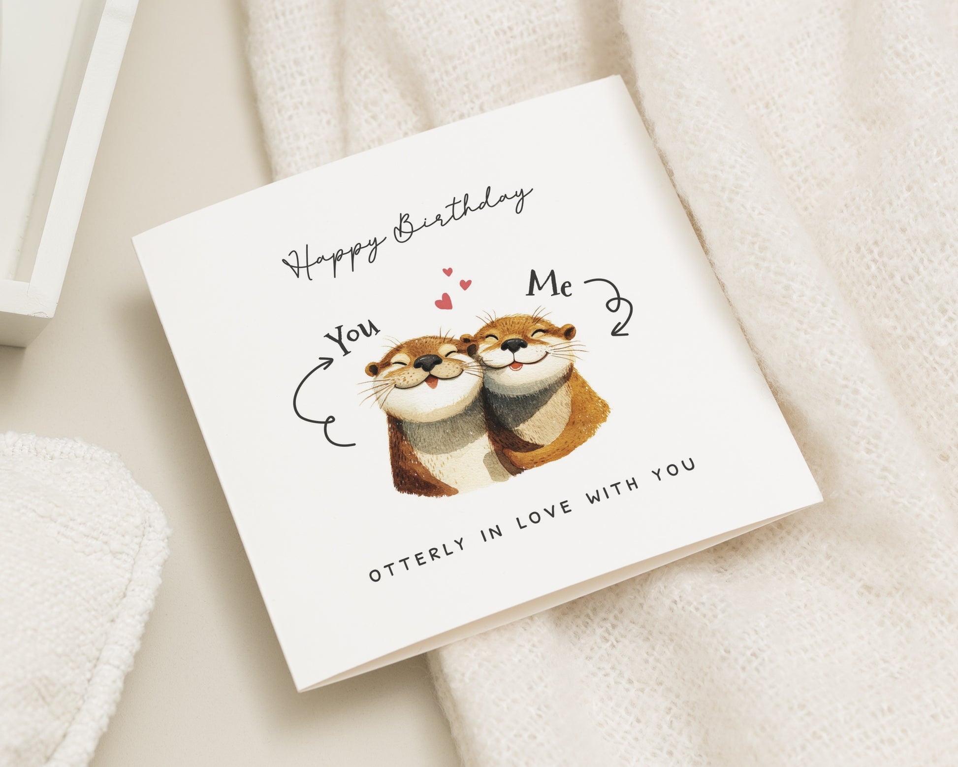 Birthday Card Otter, Cute Otter Birthday Card, Romantic Birthday Card, Animal Birthday Card, Otterly in Love Birthday Card, Card for Partner