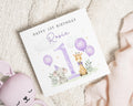 1st Birthday Card for Girl, Personalised First Birthday Card, Safari Birthday Card, Elephant Giraffe Card, Birthday Card for Daughter