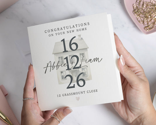 New Home Card, Personalised Housewarming Card, Congratulations Card, Custom Address Card, New Home Gift, House Card, New Home for Couple