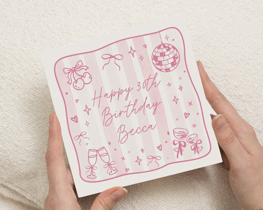 Personalised 30th Birthday Card, 30th Birthday Card for Her, Birthday Card for Friend, Daughter, Sister, Birthday Card for Women