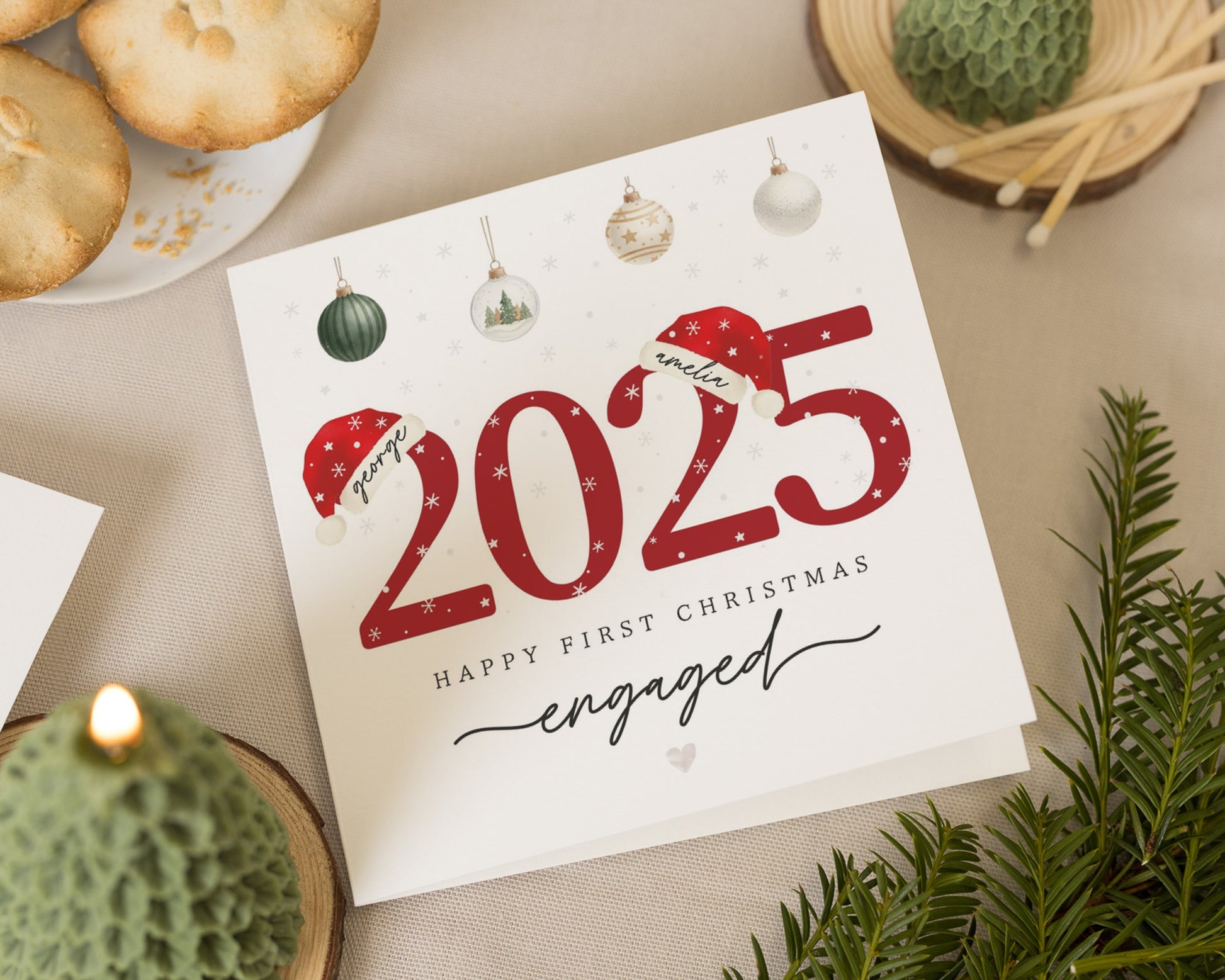 First Christmas Engaged Card, Personalised Engagement Christmas Card, Engaged Christmas Card, 2025 Christmas Card, Couple Christmas Card