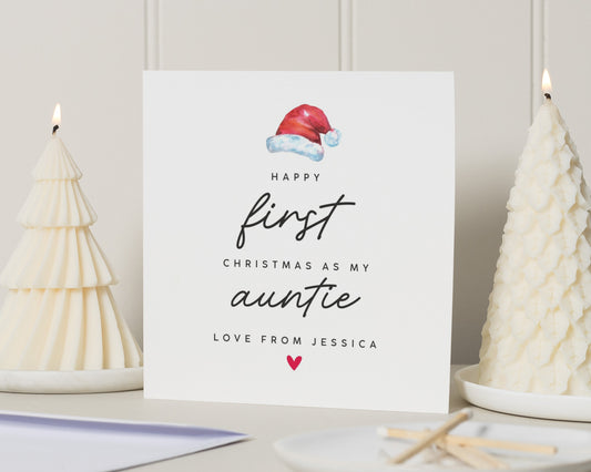 First Christmas As My Auntie Card, Personalised Christmas Card, Christmas Card For Auntie, First Christmas Card, Custom Auntie Card