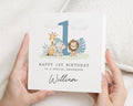 1st Birthday Card for Grandson, Personalised Safari Birthday Card, Birthday Card for Boy, Cute Animal Card, Grandson First Birthday Card