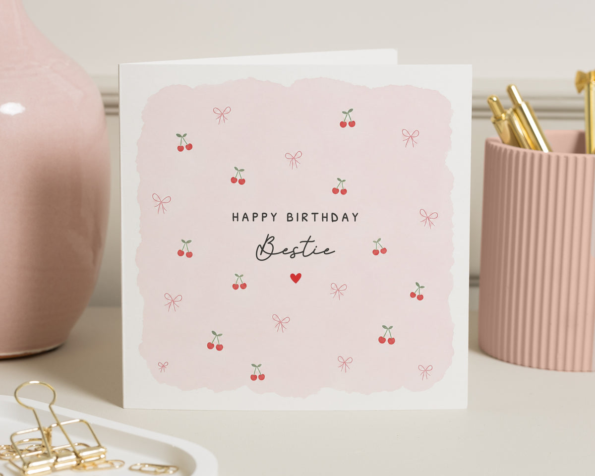 Birthday Card for Best Friend, Bestie Birthday Card, Birthday Card for Friend, Cute Birthday Card for Her, Cherry Birthday Card