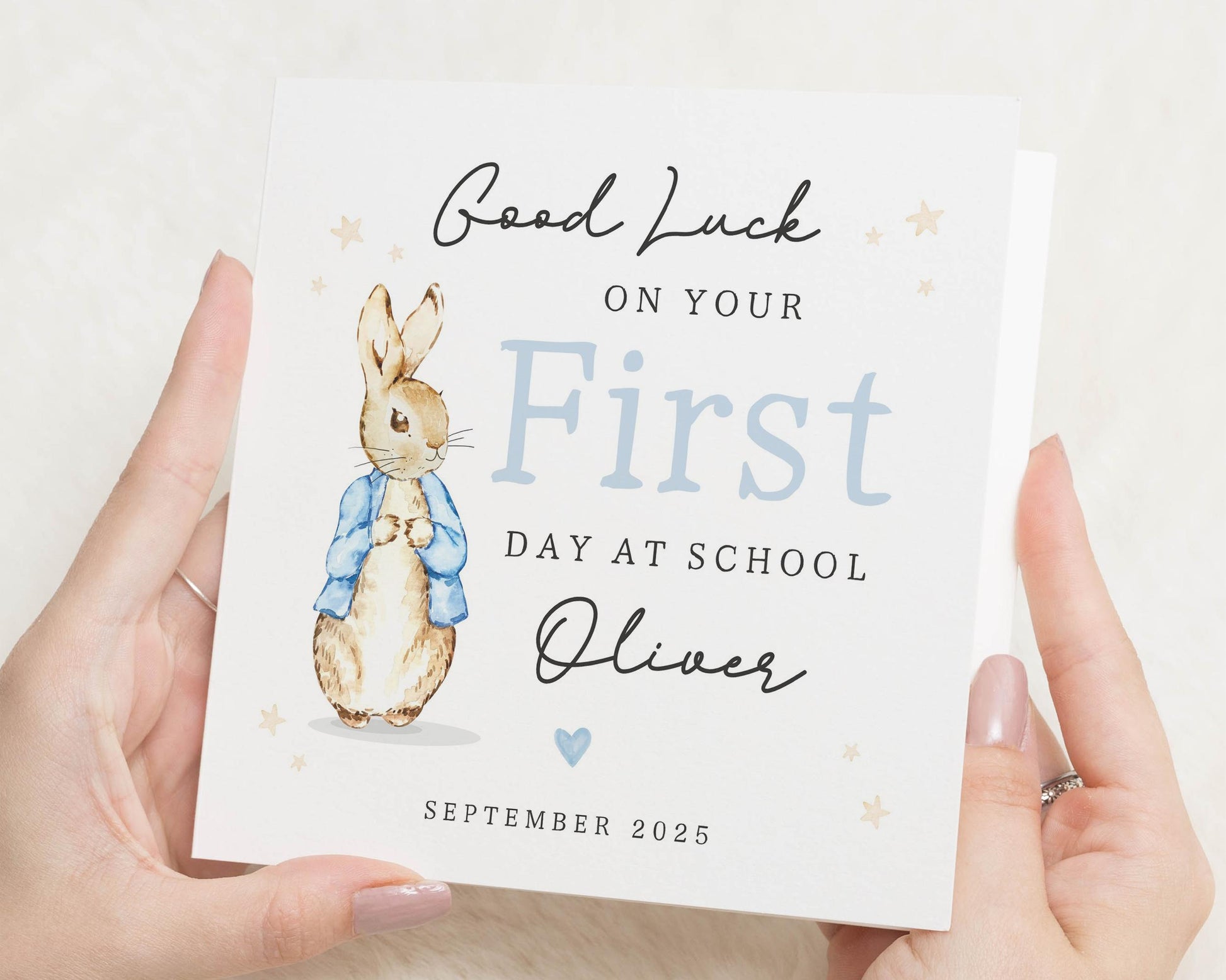 Good Luck Card for Boy, First Day at School Card, Personalised Bunny Card, Good Luck Card for Son, Cute Animal Card, School Card