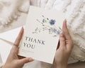 Personalised Wedding Thank You Cards, Floral Wedding Thank You Cards, Folded Thank You Cards, Blue Watercolour Wedding Card