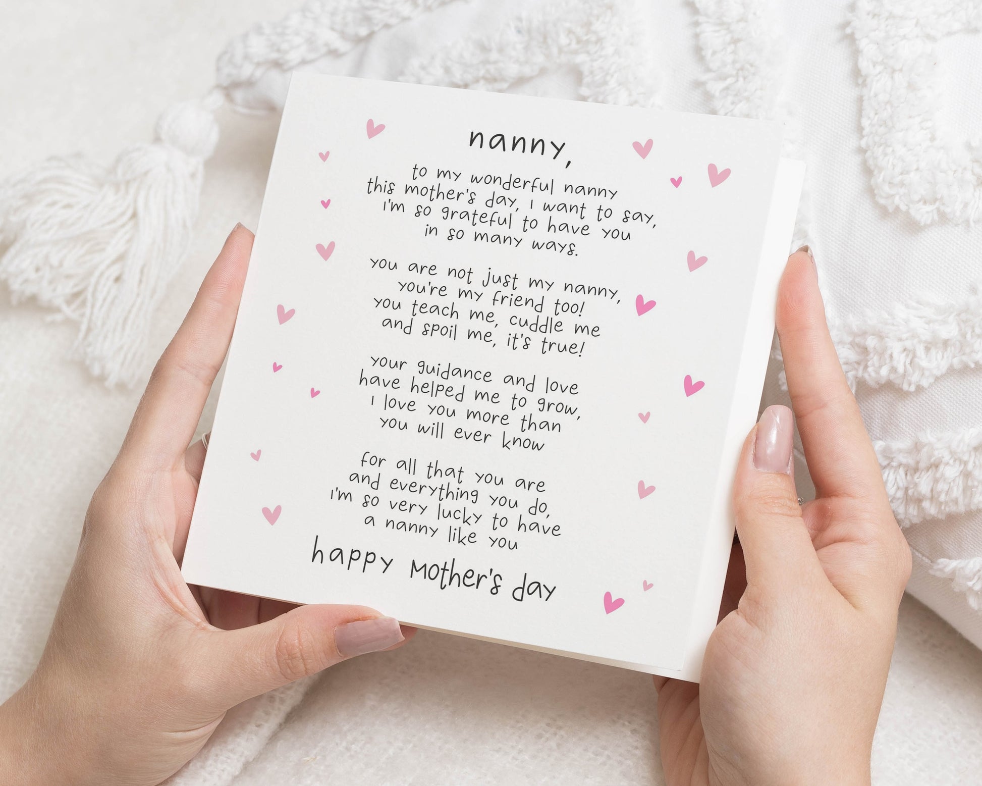 Mother's Day Card for Nanny, Nanny Mother's Day Card, Poem Card for Nanny, Mother's Day Card from Grandchildren, Cute Nanny Card