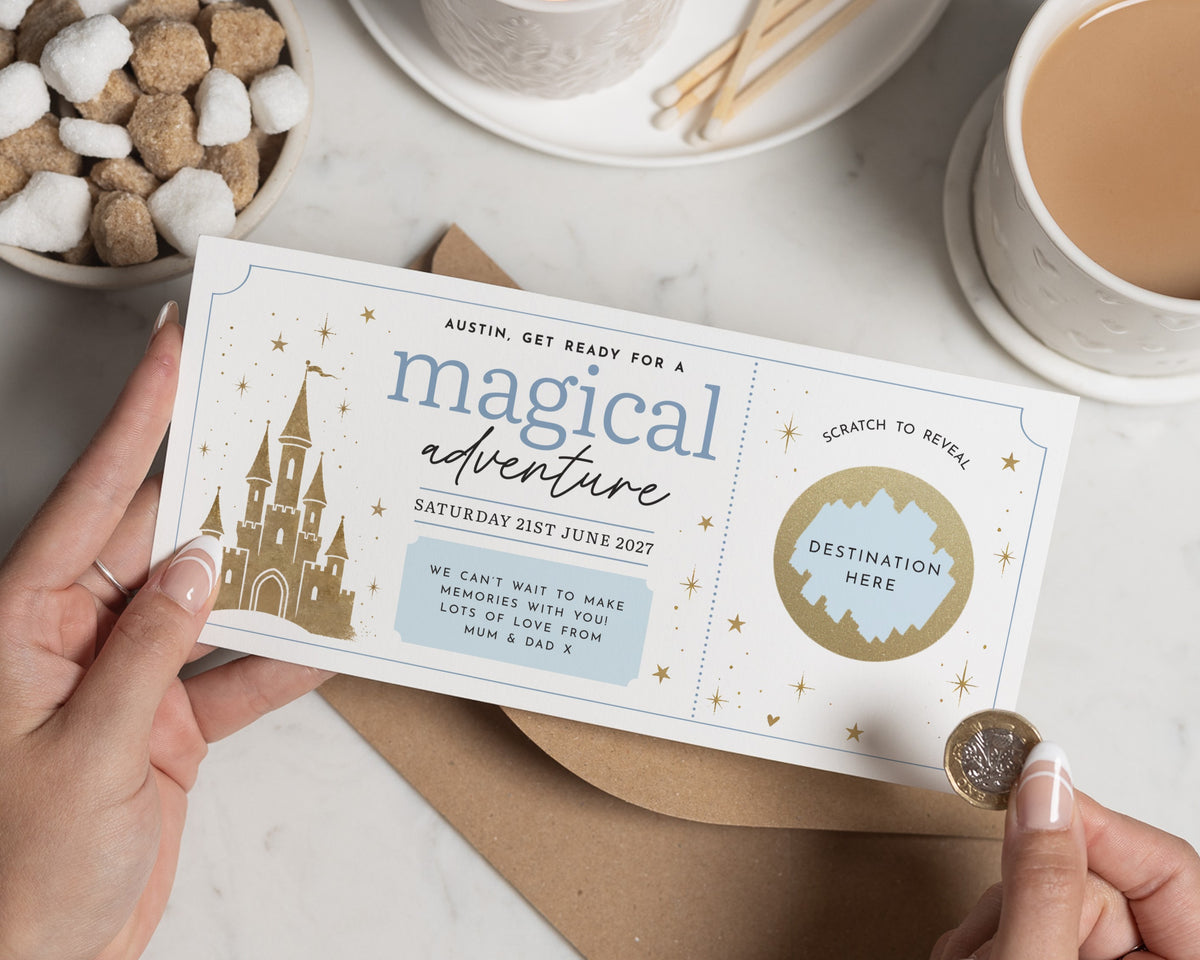 Scratch To Reveal Gift Voucher, Theme Park Ticket Gift, Holiday Reveal Voucher, Adventure Gift for Kids, Personalised Voucher