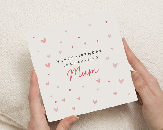 Birthday Card for Mum, Mum Birthday Card, Personalised Birthday Card for Mum, Birthday Card for Her, Cute Heart Birthday Card