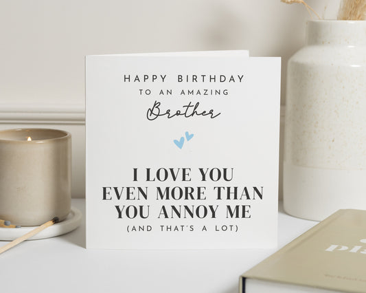 Birthday Card for Brother, Brother Birthday Card, Funny Birthday Card for Brother, Birthday Card for Him, Cute Brother Birthday Card
