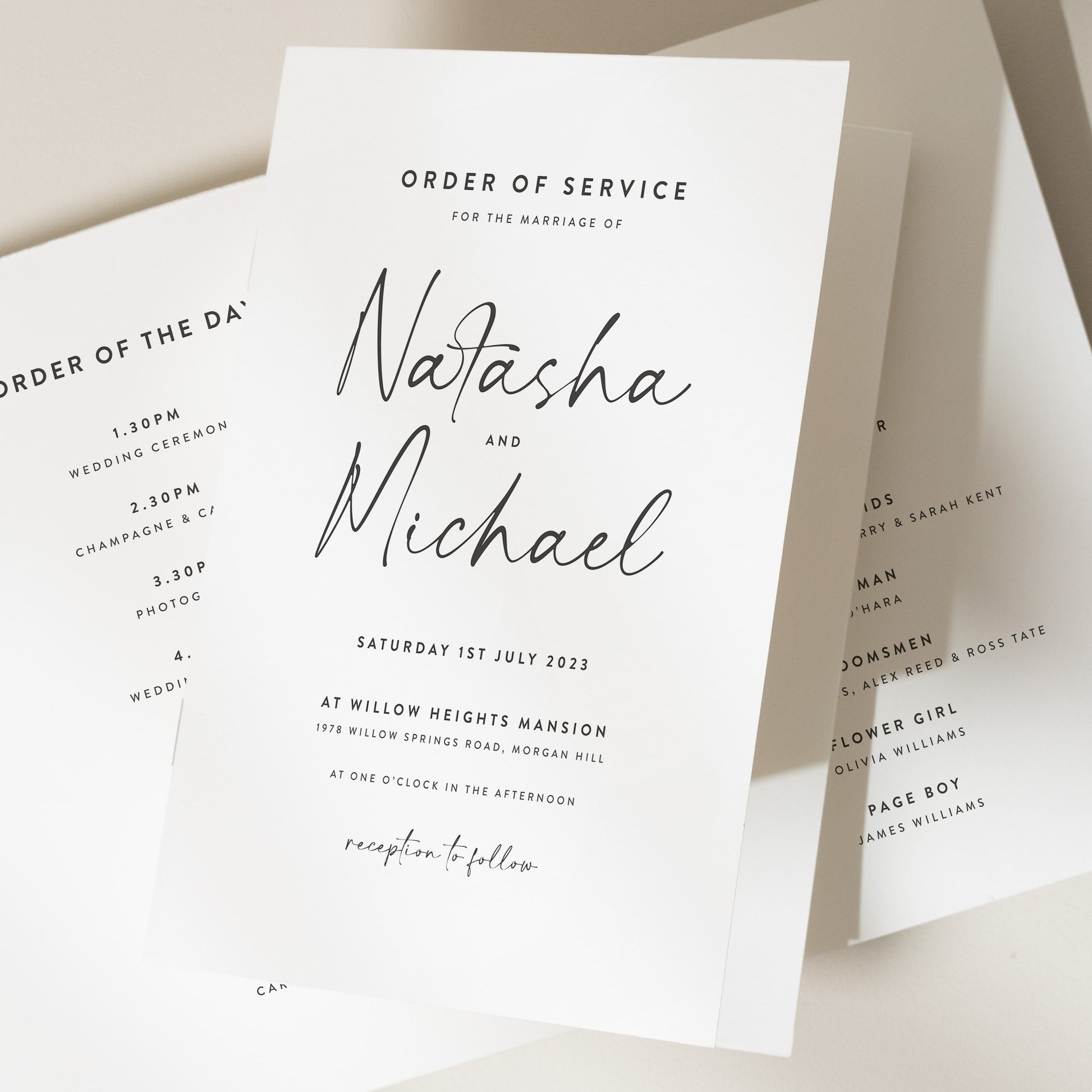 Modern Order Of Service Booklet, Elegant Order Of The Day Programme, Minimalist Wedding Booklet For Guests, Simple Wedding &#39;Natasha&#39;