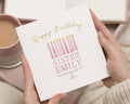 Birthday Card for Sister, Personalised Birthday Card, Custom Name Birthday Card for Her, Simple Birthday Card, Pink Candles Card