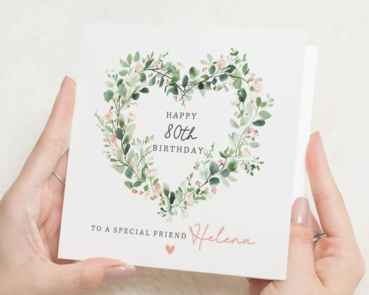 80th Birthday Card for Friend, Personalised Birthday Card, Birthday Card for Her, Floral Birthday Card, Special Friend Birthday Card