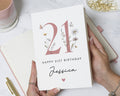 21st Birthday Card, Personalised 21st Birthday Card for Her, Floral Birthday Card for Daughter, Sister Birthday Card, Friend 21st Card