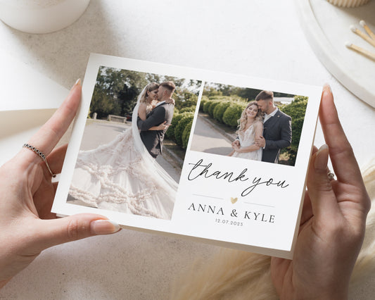 Personalised Wedding Thank You Card, Photo Wedding Thank You Card, Wedding Thank You Cards, Folded Wedding Thank You Card