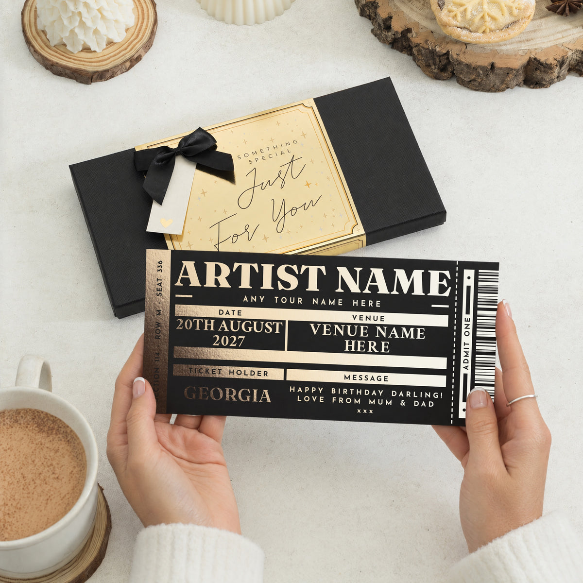 Personalised Concert Ticket Gift Voucher, Birthday Gift Voucher for Her, Concert Tickets, Music Gig Ticket, Gift Experience