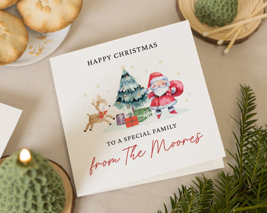 Personalised Christmas Card, Family Christmas Card, Santa Christmas Card, Square, Custom Name, Special Family Card