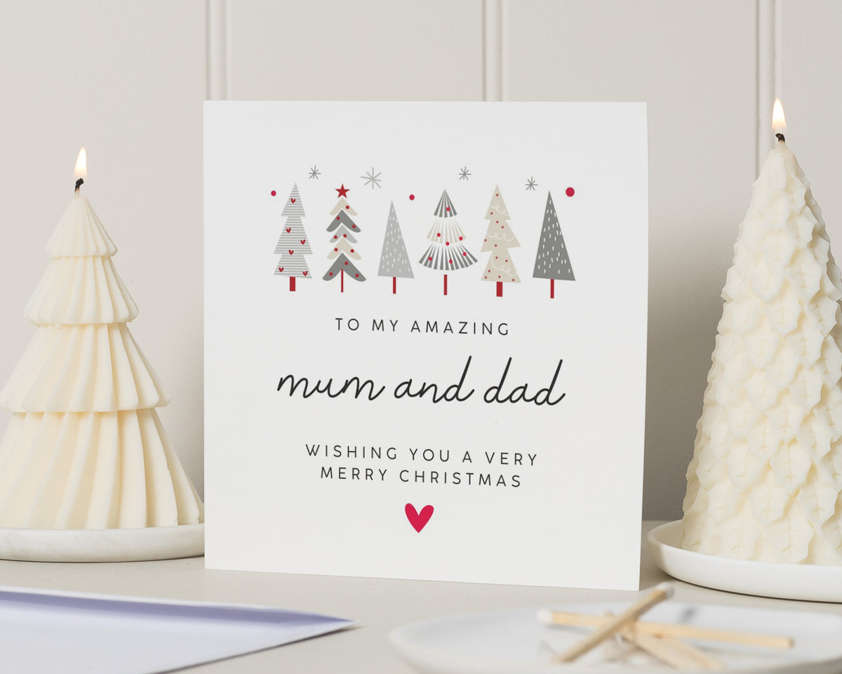 Christmas Card for Mum and Dad, Merry Christmas Card, Parents Christmas Card, Personalised Christmas Card, Cute Christmas Card