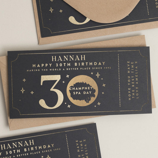 30th Birthday Gift Voucher, 30th Birthday Card, Gold Foil Scratch Card Gift Voucher, Scratch Card, Birthday Surprise Voucher, Gift Ticket