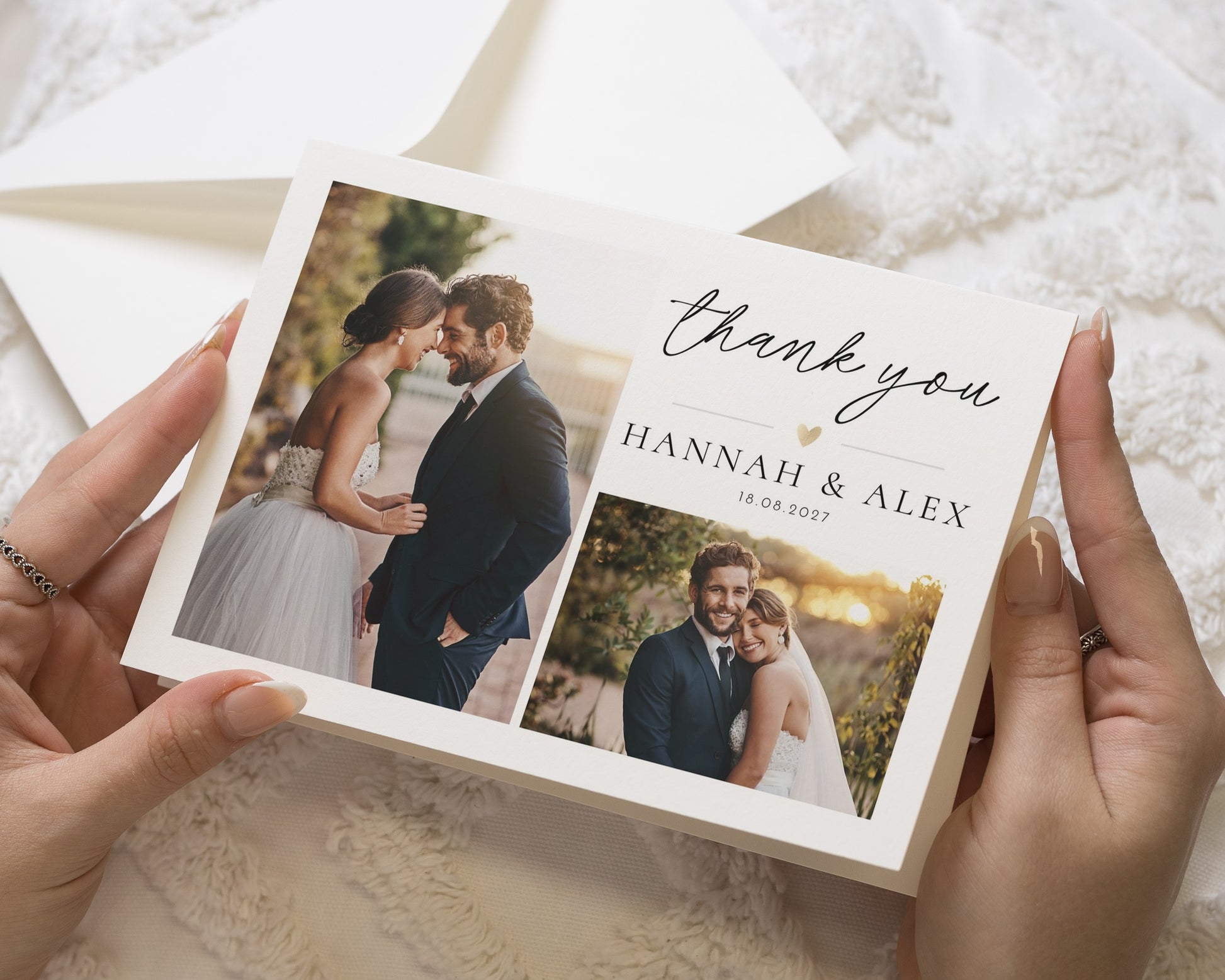 Personalised Wedding Thank You Cards, Photo Wedding Thank You Card, Folded Thank You Cards, Wedding Thank You Card