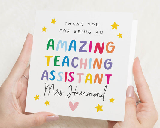 Teaching Assistant Thank You Card, Thank You Card for Teaching Assistant, Personalised Teacher Card, End of Term Card