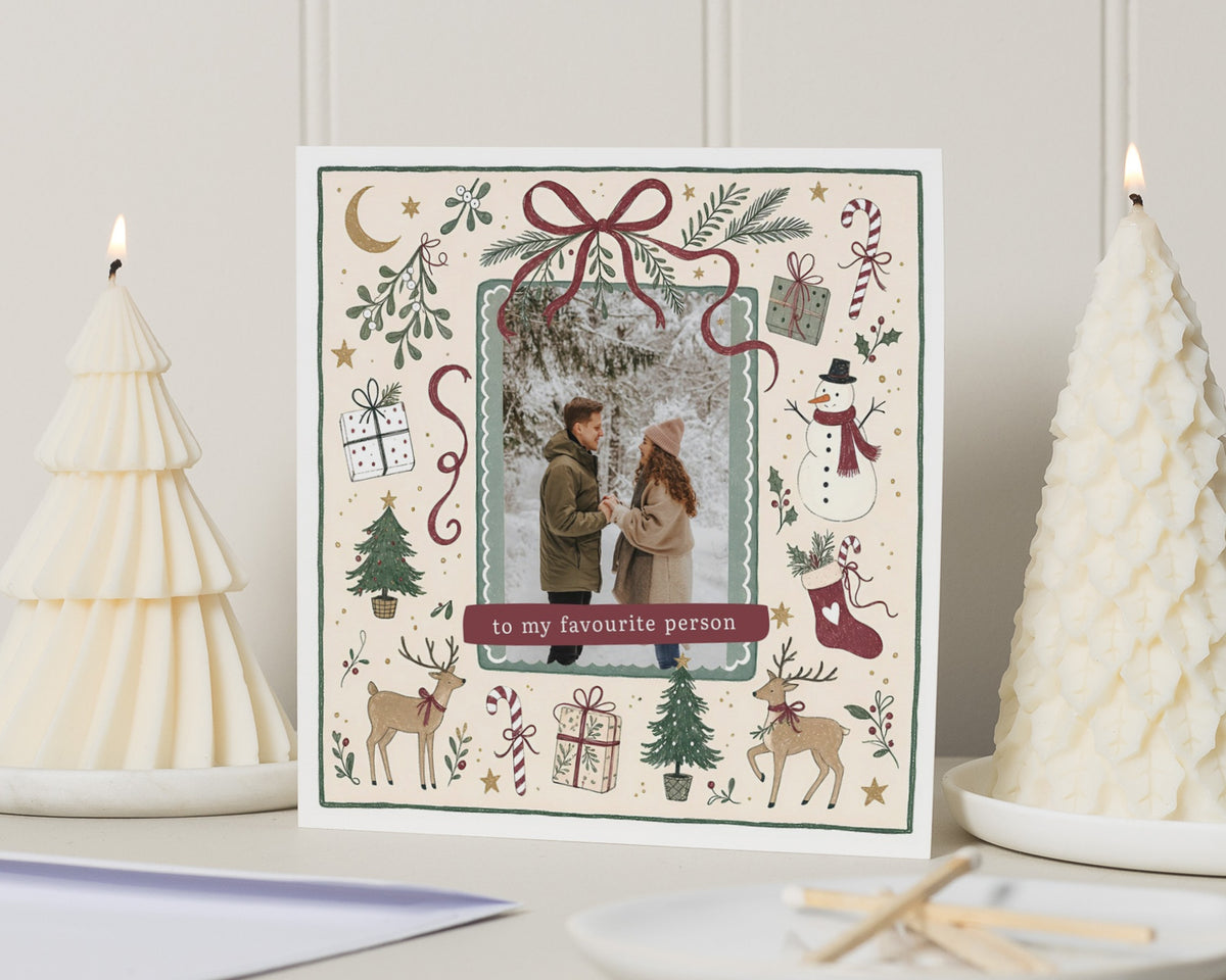 Christmas Photo Card for Boyfriend, Personalised Card for Girlfriend, Favourite Person Christmas Card for Husband Wife, Partner Card