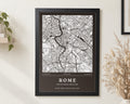 Personalised Map Print, Custom Location Map, Dark Brown Wall Art, Travel Gift for Friends, Portrait Framed Print