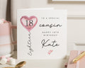 18th Birthday Card for Cousin, Personalised 18th Birthday Card, Birthday Card for Her, Special Cousin Birthday Card, Heart Balloon Card